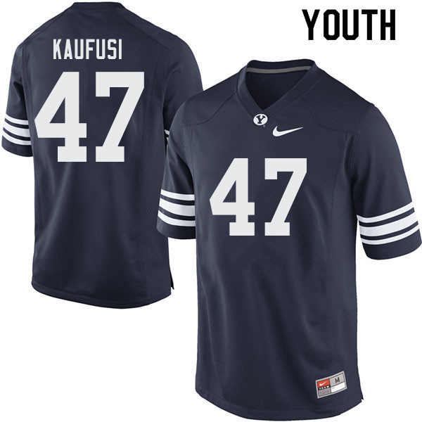 Youth #47 Jackson Kaufusi BYU Cougars College Football Jerseys Sale-Navy